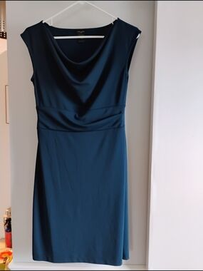 Ann Taylor Teal Sleeveless Cowl-Neck Midi Dress